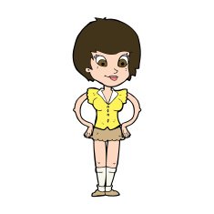 cartoon pretty woman with hands on hips N21