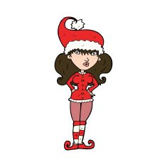 cartoon santa's helper woman N10