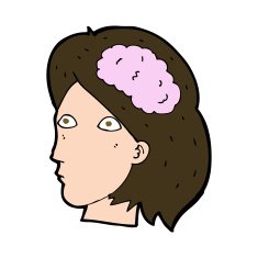 cartoon female head with brain symbol N18