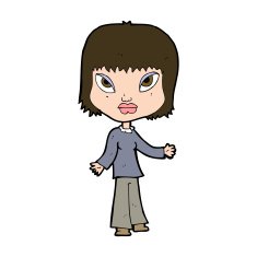 cartoon woman with open arms N100