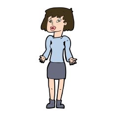 cartoon woman shrugging shoulders N494