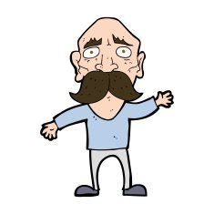 cartoon worried old man N21