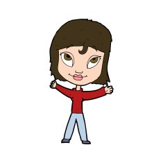 cartoon happy woman waving arms N11