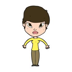 cartoon woman shrugging shoulders N495