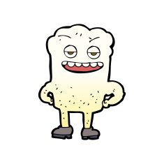 cartoon tooth looking smug N16