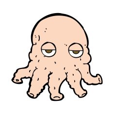 cartoon alien squid face N29