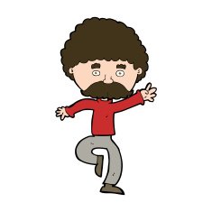 cartoon mustache man disco dancing N10