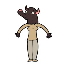 cartoon friendly werewolf woman N7