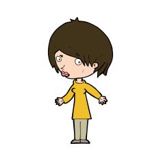 cartoon woman shrugging shoulders N497