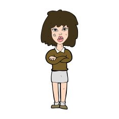 cartoon tough woman with folded arms N11