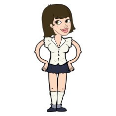 cartoon woman with hands on hips N225