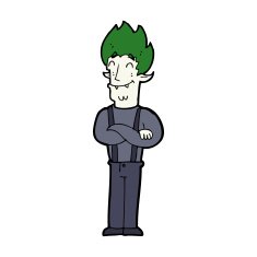 cartoon happy vampire man N31