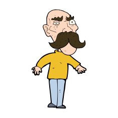 cartoon angry old man N158