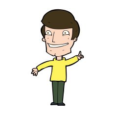 cartoon grinning man with idea N10