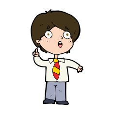 cartoon schoolboy answering question N11