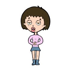 cartoon bored woman waiting N9