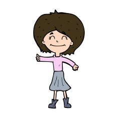 cartoon happy girl giving thumbs up symbol N11
