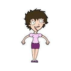 cartoon excited woman N141