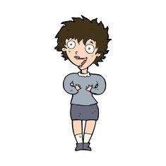 cartoon excited woman N142