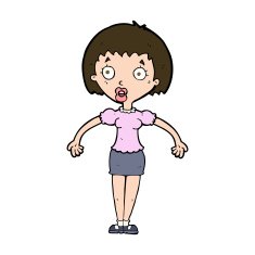 cartoon confused woman shrugging shoulders N10