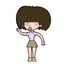 Cartoon Woman Waving N350