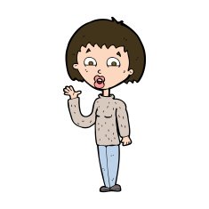 Cartoon Woman Waving N351