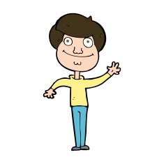 cartoon happy man waving N41