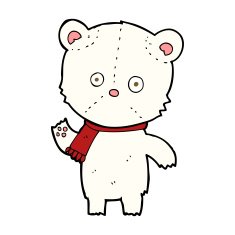 cartoon waving polar bear N54