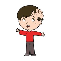 cartoon boy with growth on head N40