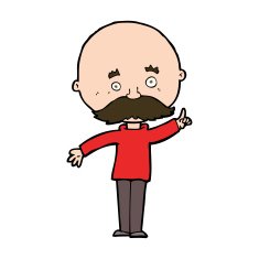cartoon bald man with idea N23