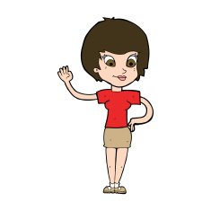 Cartoon Woman Waving N352