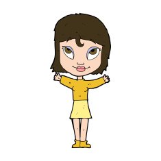 cartoon woman with open arms N102