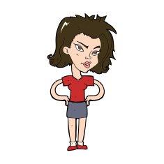 cartoon woman with hands on hips N228
