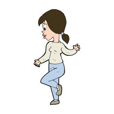 Cartoon Woman Waving N354