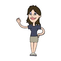 Cartoon Woman Waving N355