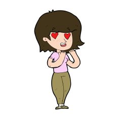cartoon woman in love N128