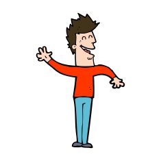 cartoon happy man waving N42