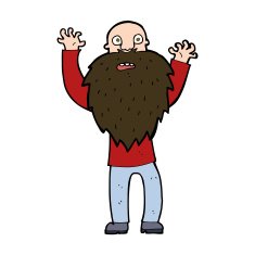 cartoon frightened old man with beard N11