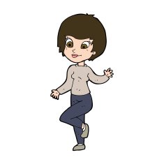 Cartoon Woman Waving N356