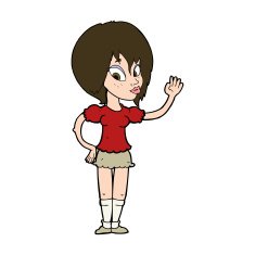 cartoon pretty woman waving N94