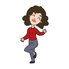 cartoon happy woman dancing N11