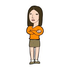 cartoon woman with folded arms N31