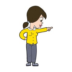cartoon enthusiastic woman pointing N11