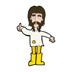 cartoon hippie man giving thumbs up symbol N11