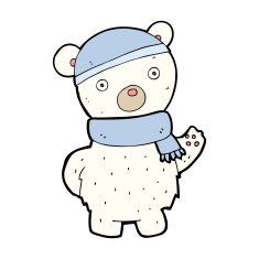 cartoon polar bear in winter hat and scarf N5