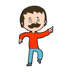 cartoon man with mustache pointing N31