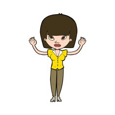 cartoon woman with raised hands N10