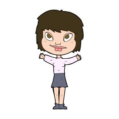 cartoon woman waving arms N21