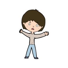 cartoon worried woman N82