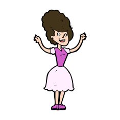 cartoon happy 1950's woman N11